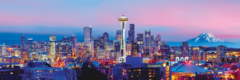 MasterPieces Seattle panoramic urban detail—vibrant colors ideal for display.
