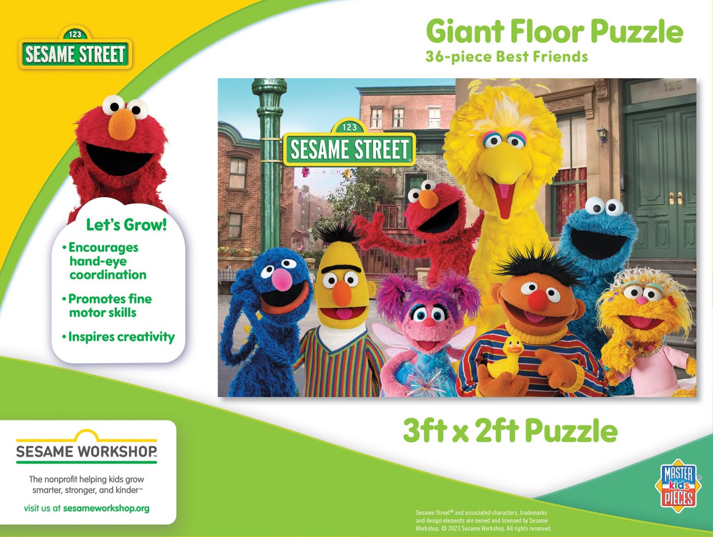 Masterpieces Sesame Street Best Friends family-assembly image shows collaborative puzzle time for all ages.