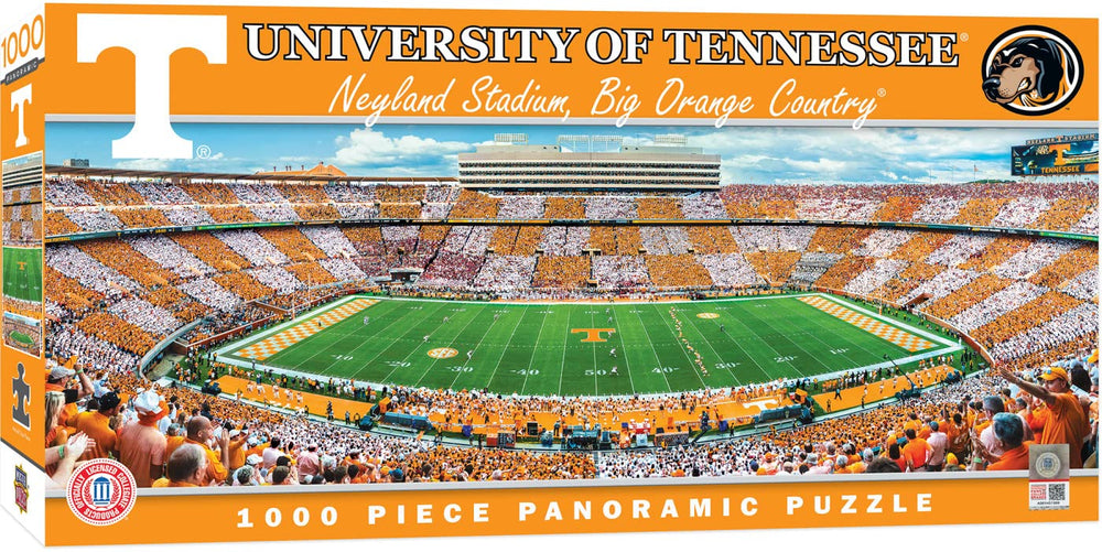 MasterPieces Tennessee Volunteers stadium panoramic 1000pc puzzle showcases official license for fans.
