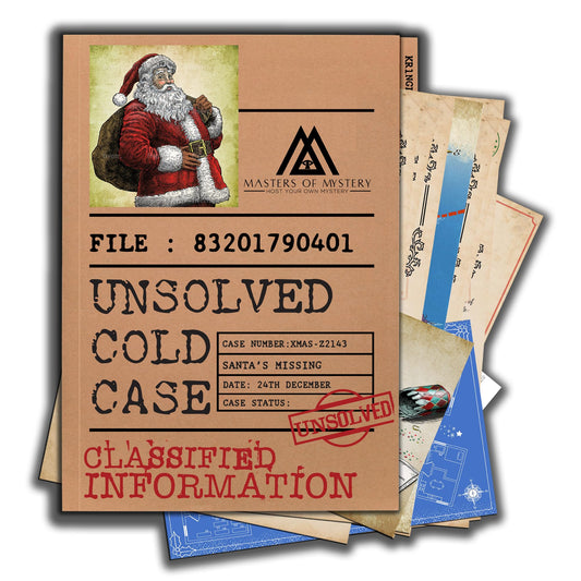 Masters of Mystery Christmas clues cards for immersive holiday mystery solving