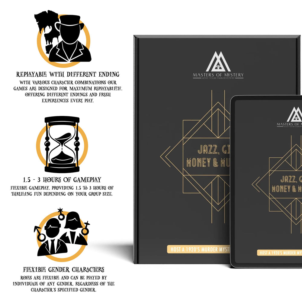 Masters of Mystery detective recordings enhance host participation and storytelling.