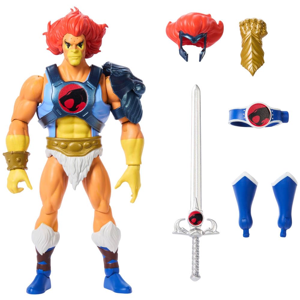 Masters of the Universe Lion-O figure front view offers classic display appeal and poseability.