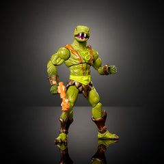 Masters of the Universe Masterverse Kobra Khan with hinged jaw and glass eye effect for display realism.