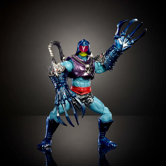 Masters of the Universe Masterverse Terror Claws Skeletor back view showing removable hoses and harness.