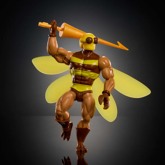 Buzz-Off metallic javelin accessory enhances action poseability for MOTU fans.
