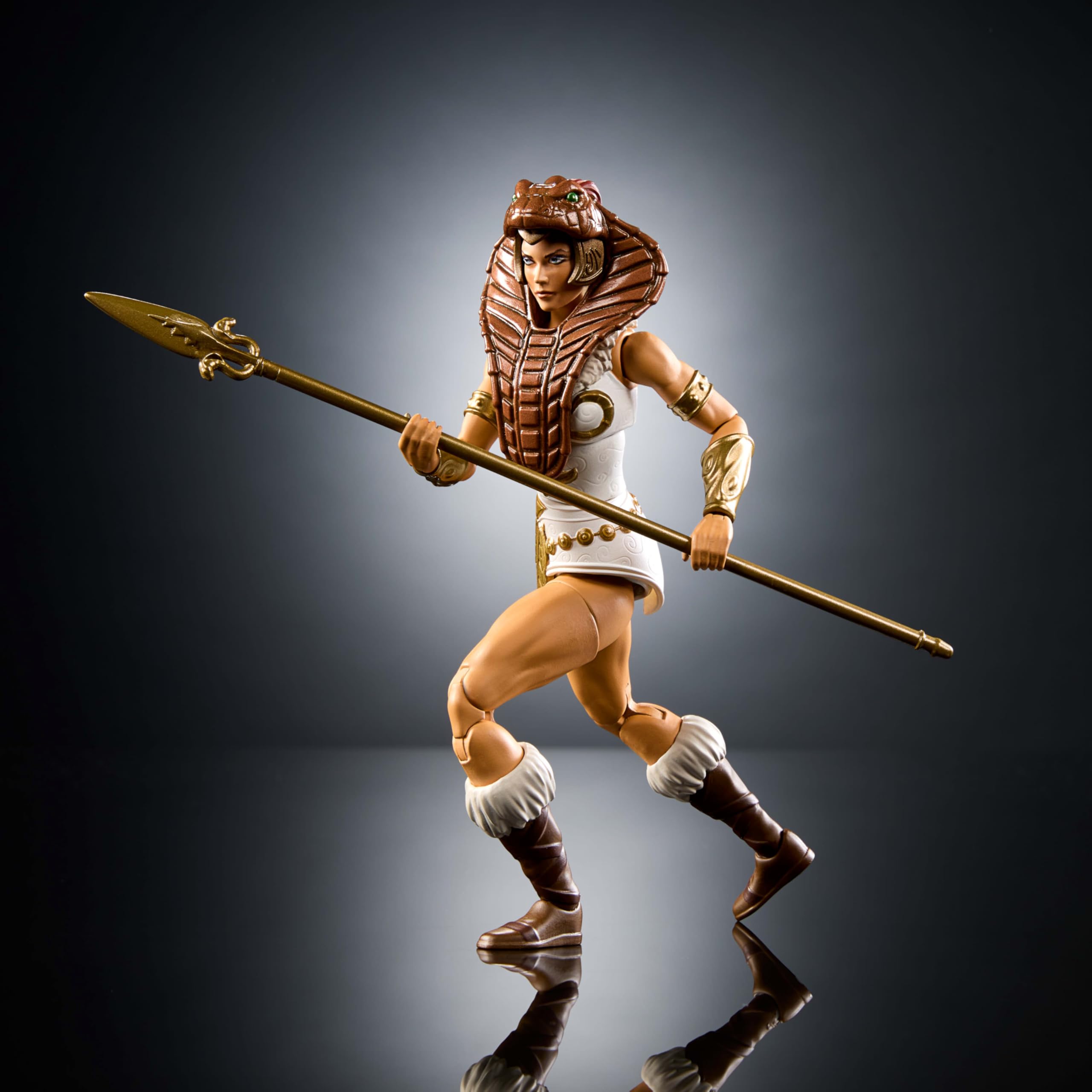 Teela with removable cobra hood for adaptable battle-ready looks and customization.