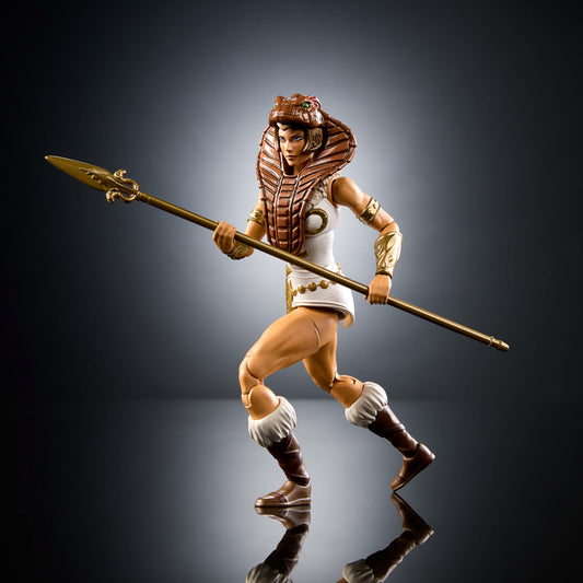 Teela with removable cobra hood for adaptable battle-ready looks and customization.