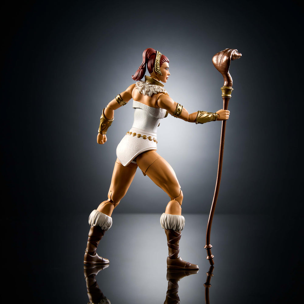 Shield accessory supports dynamic posing and storytelling on display.