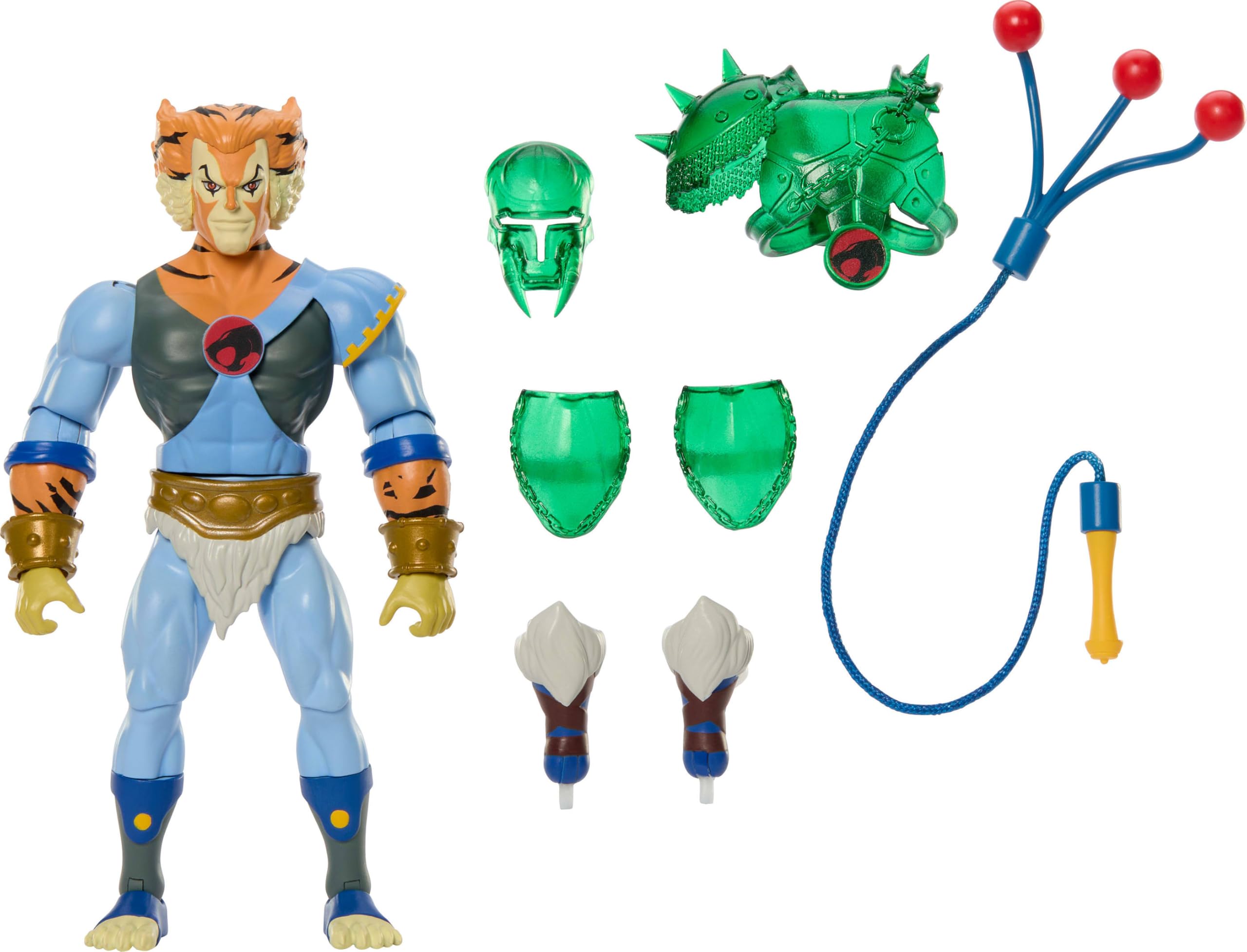 Masters of the Universe Tygra figure with removable armor for dramatic posing.