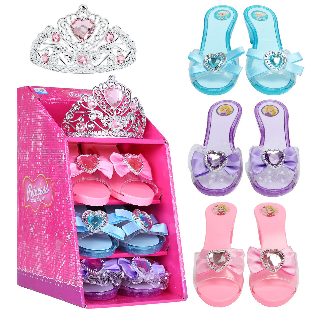 Mastom Girls Play Set with princess shoes and tiara for imaginative dress-up play.
