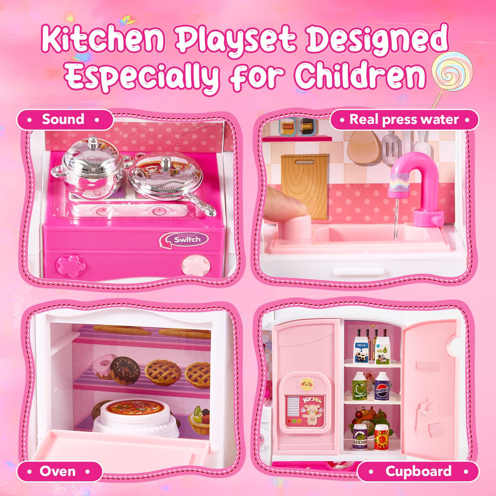 Mastom kids kitchen playset simulated sink invites interactive washing and fine motor practice.