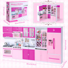 Mastom Kitchen Playset lights and sounds create immersive kitchen moments.