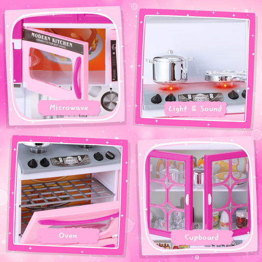 Mastom Kitchen Playset oven with interior lights for realistic baking play.