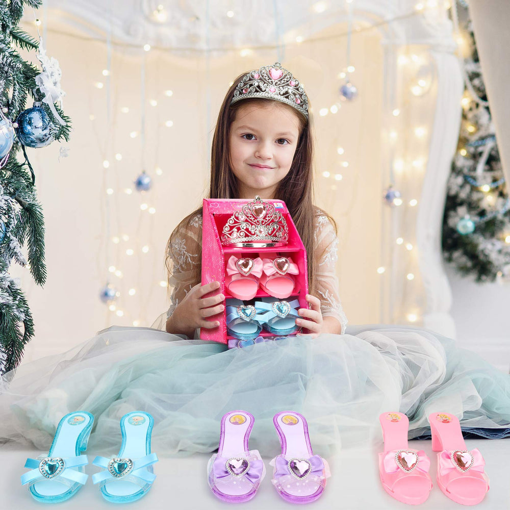 Mastom pastel-colored princess shoes add cheerful accents to dress-up games.
