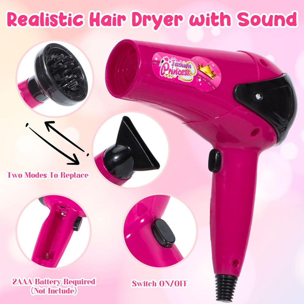Mastom realistic hair dryer with sound boosts authentic styling play.