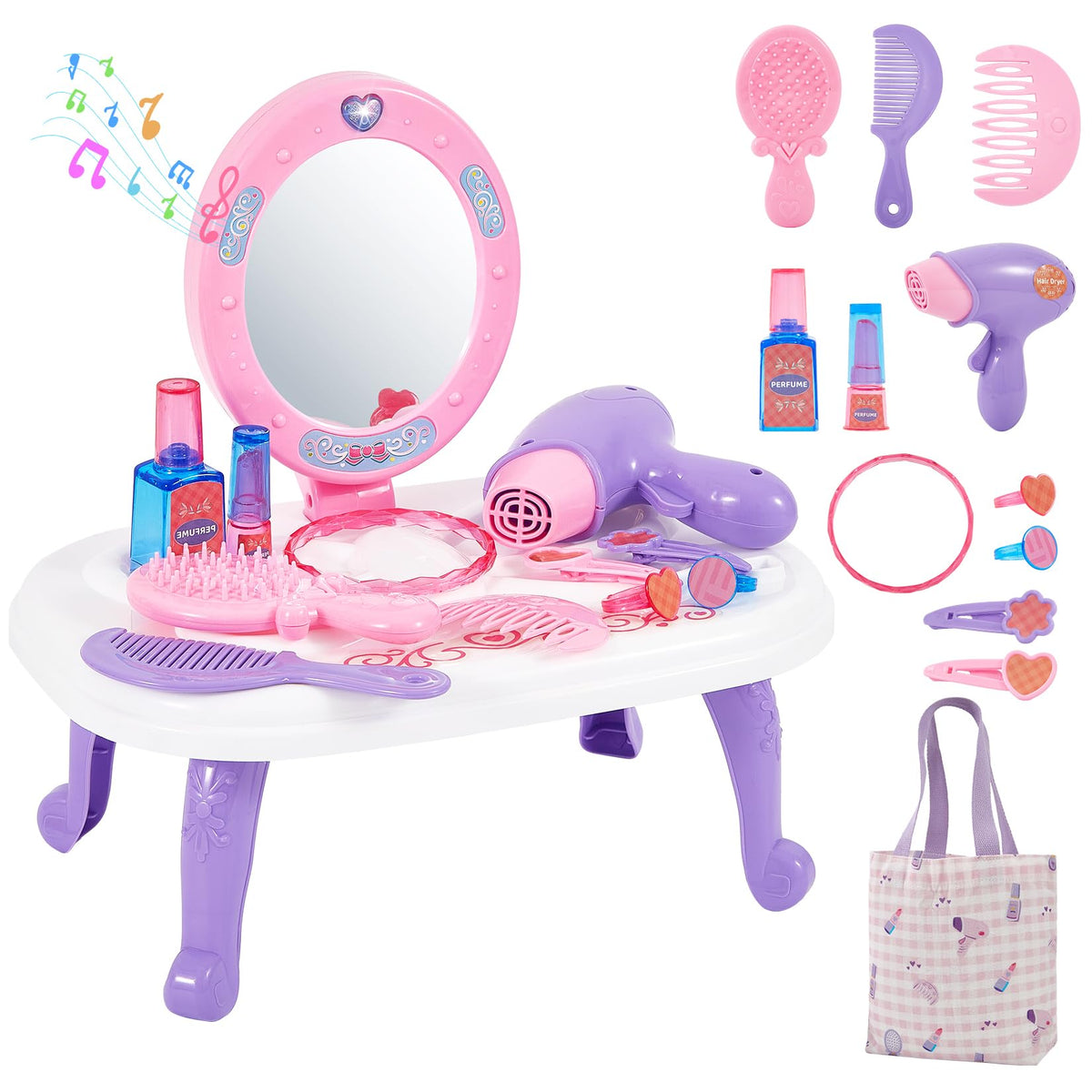 Mastom toddler vanity with mirror lights for imaginative makeup play