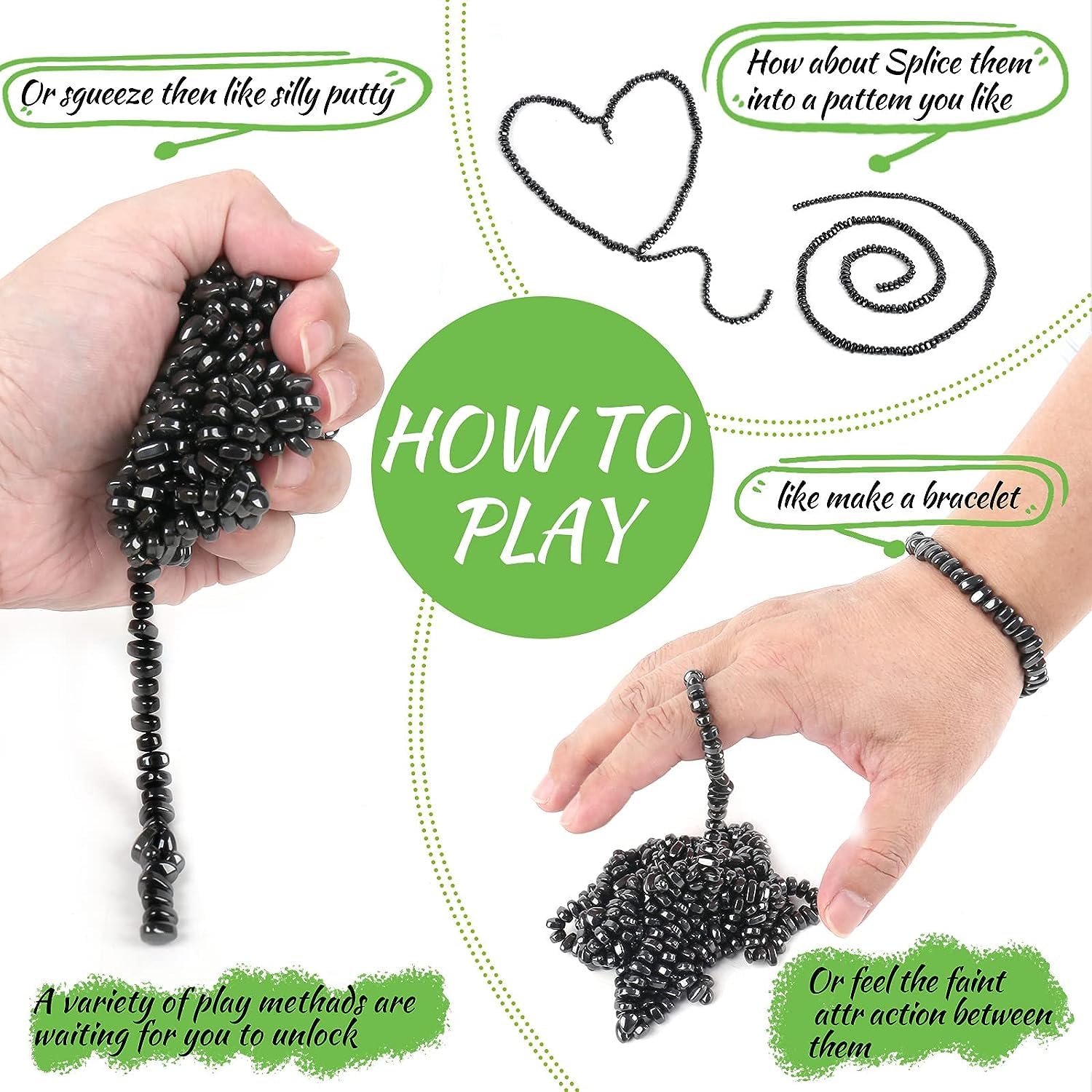 Matassari magnetic desktop fidget balls providing tactile relief and concentration.