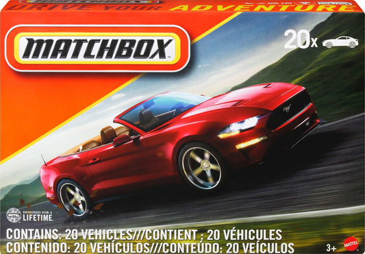 Matchbox 20-pack vehicles in 1:64 scale offer varied play and collectability.