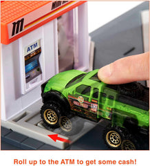 Matchbox station base with connection points links to other sets for expanded play.