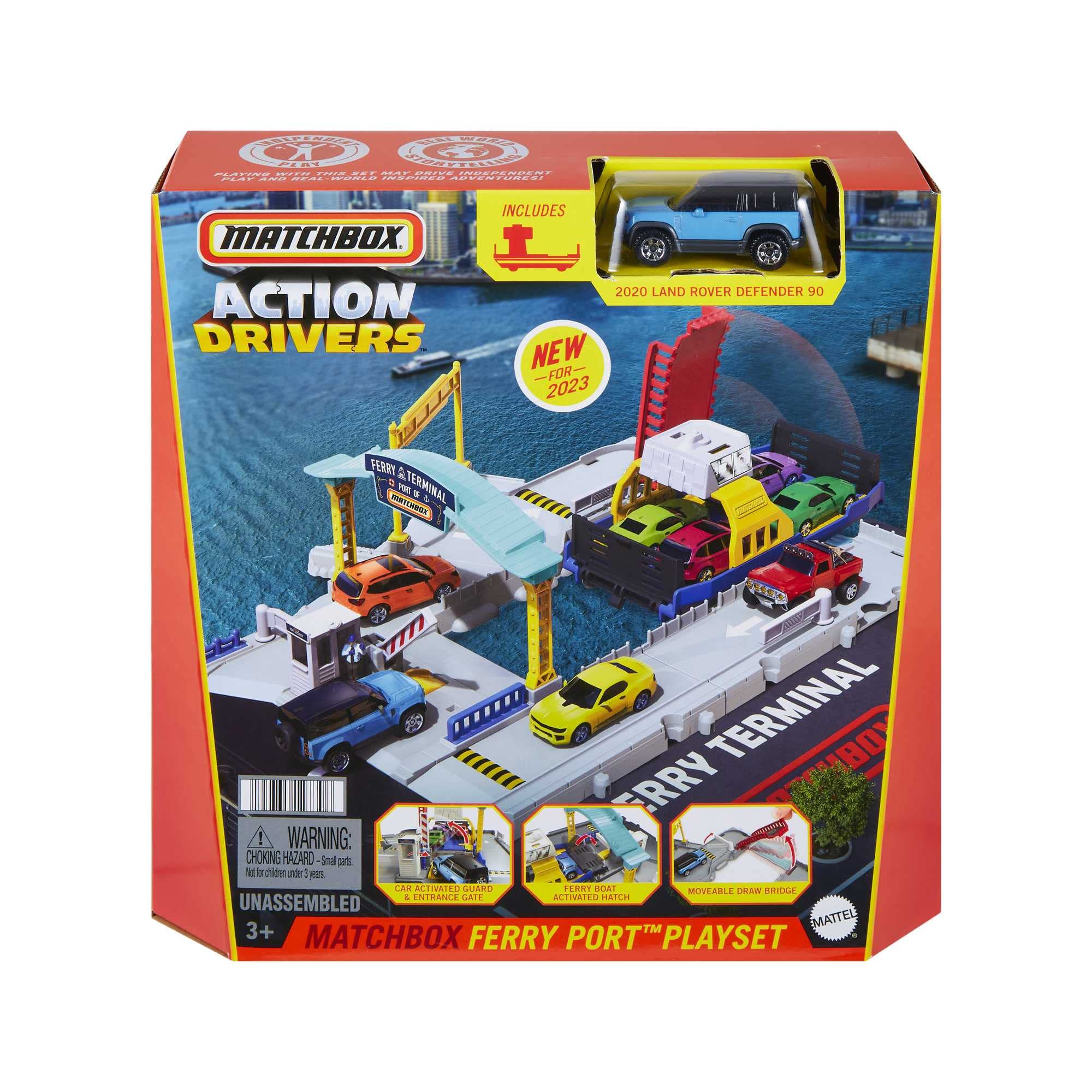 Matchbox Action Drivers Ferry Port set fuels imaginative port moments.