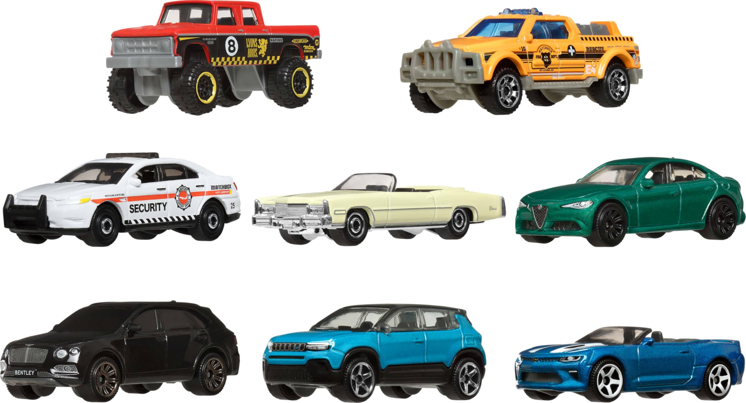 Matchbox die-cast detail 1:64-scale close-up highlights authentic casting.