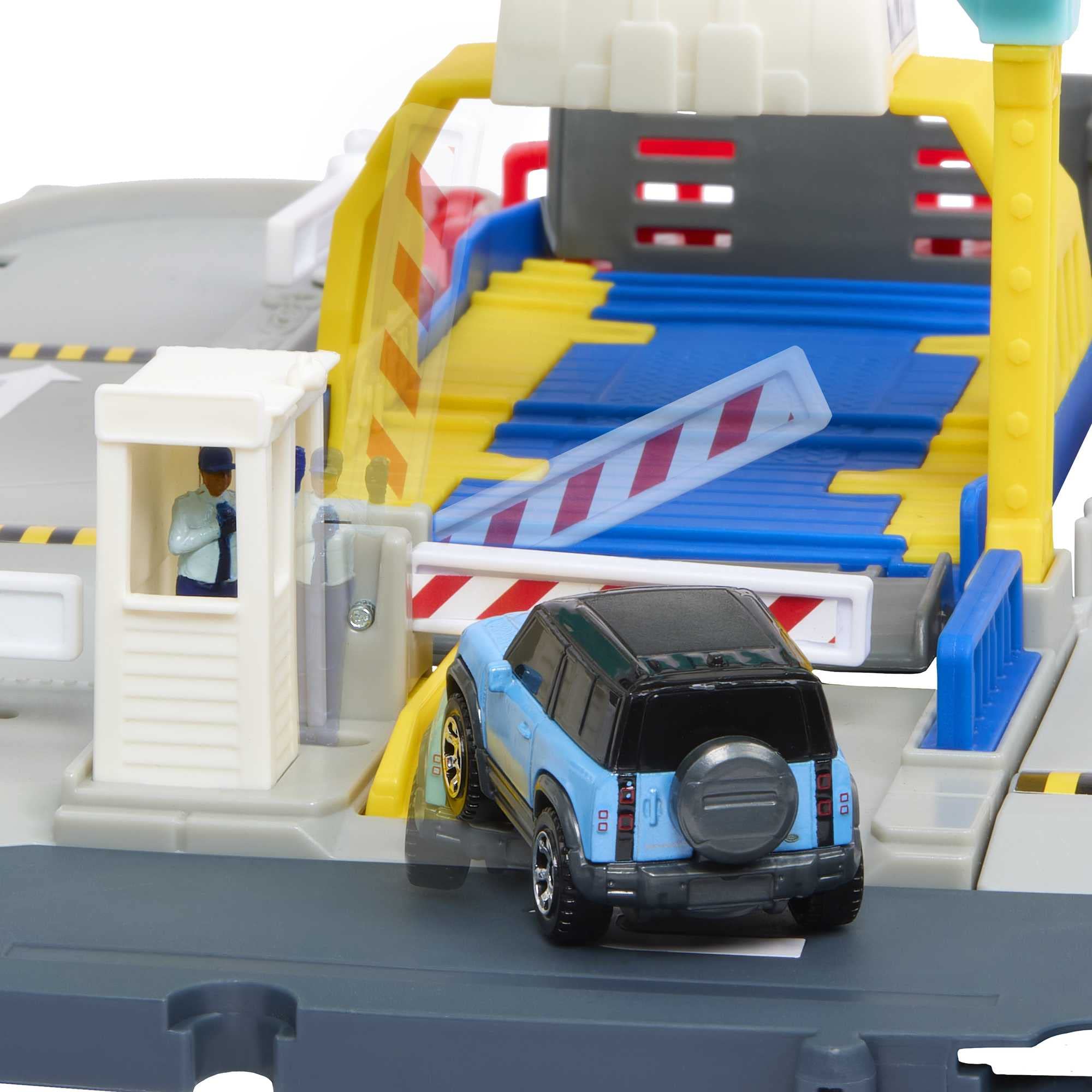 Matchbox Ferry Port terminal play moving cars between docks.
