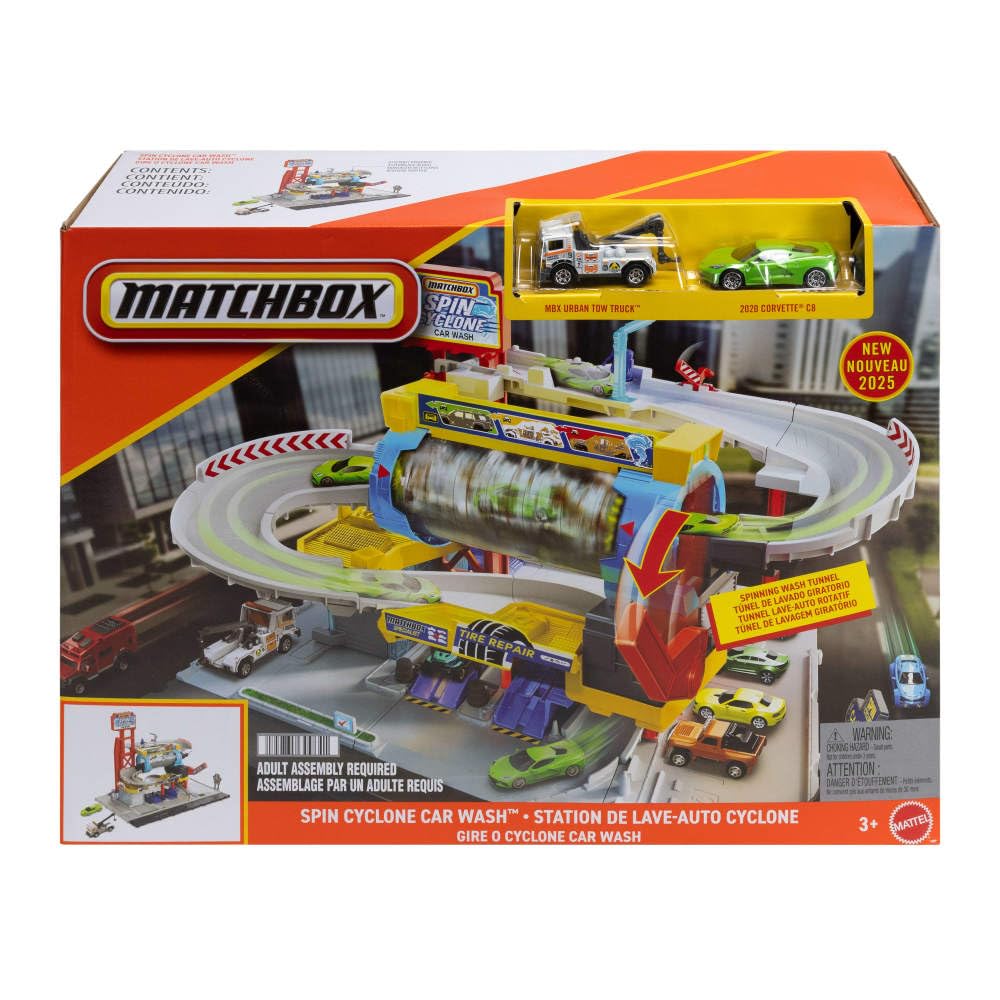 Matchbox Garage with opening doors and parking spaces for extra vehicles
