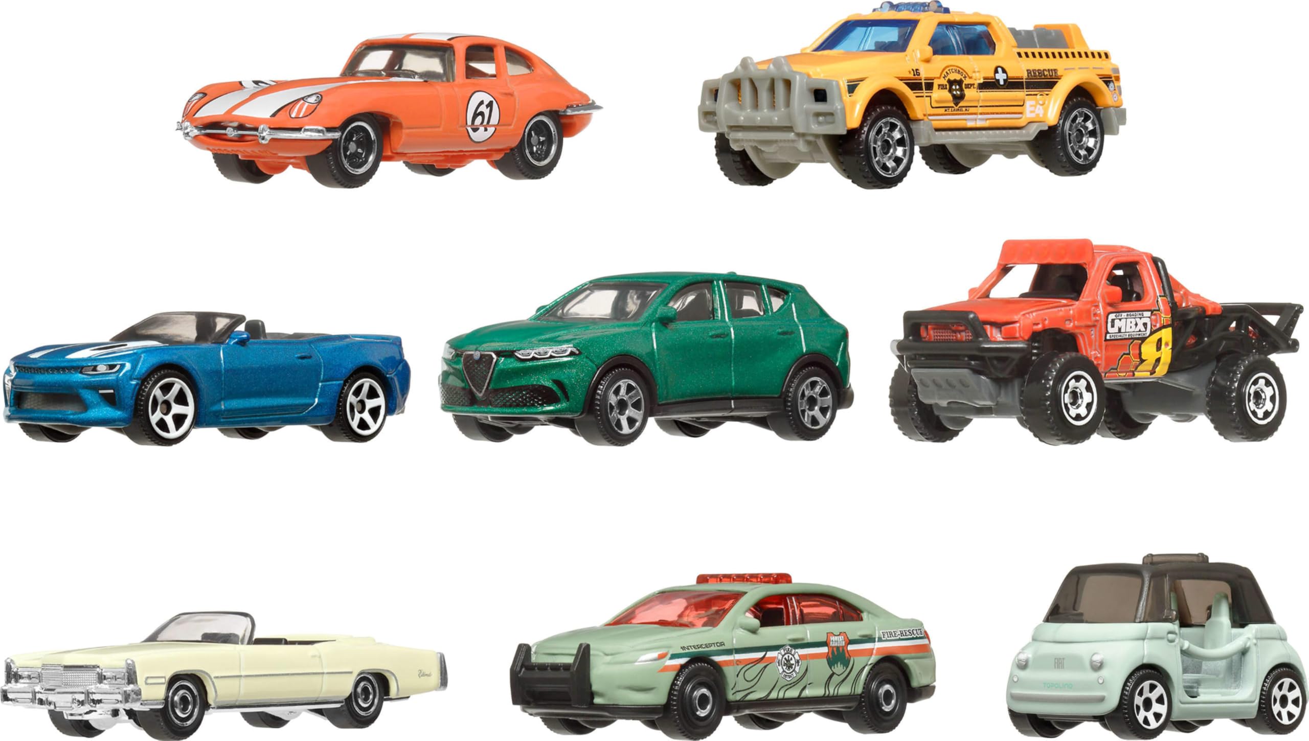 Matchbox mainline vehicles variety image presents licensed and original models.