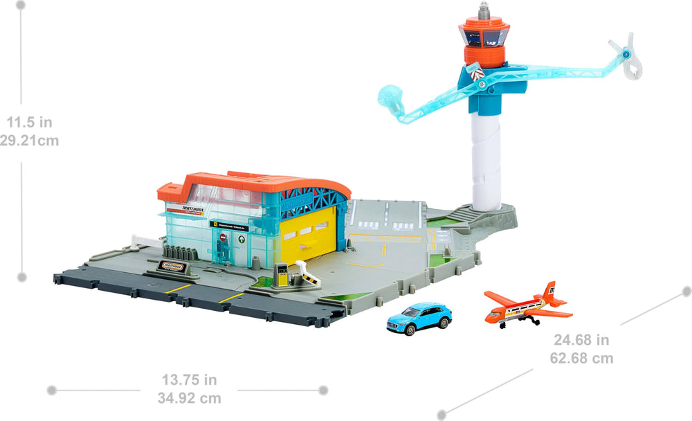 Matchbox plastic airplane provides light, durable moments for takeoff and landing play.