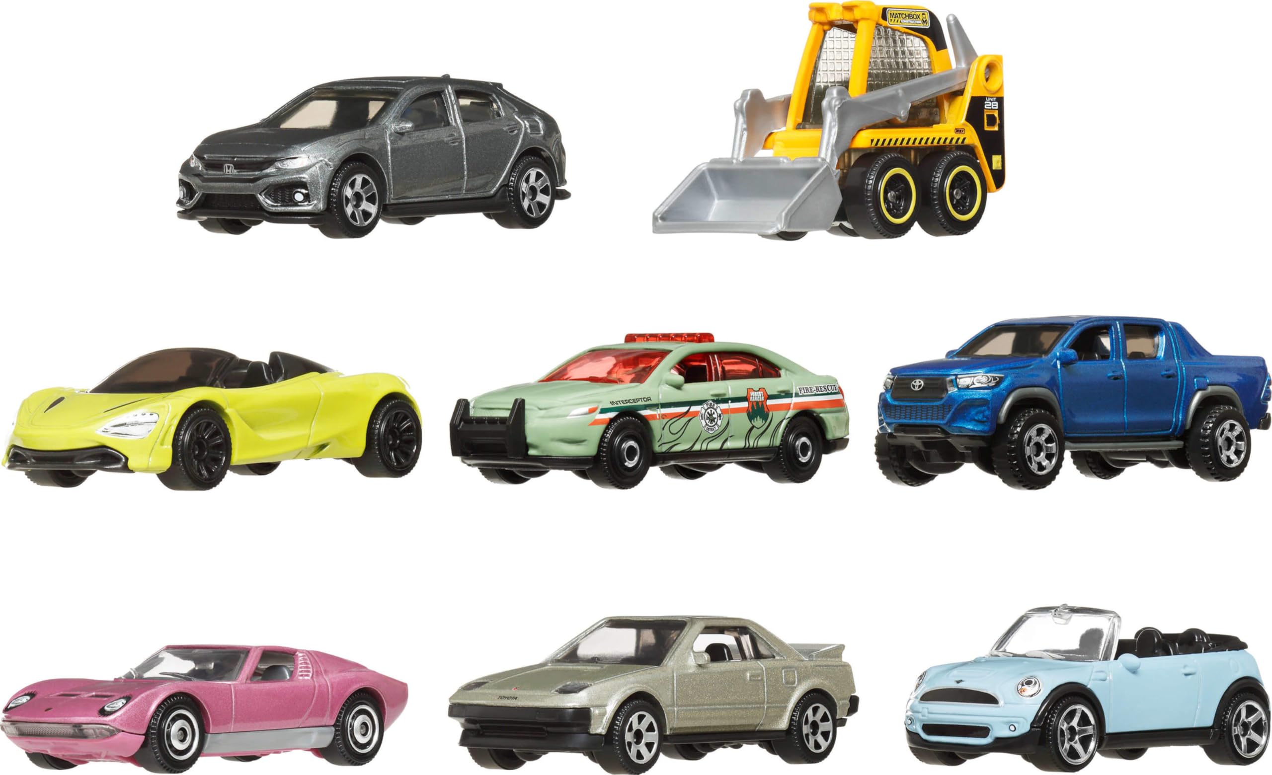 Matchbox playset-compatible scene invites kids to create stories.