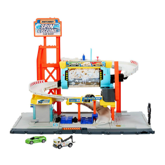 Matchbox Spin Cyclone Car Wash tunnel spins for hands-on play and storytelling