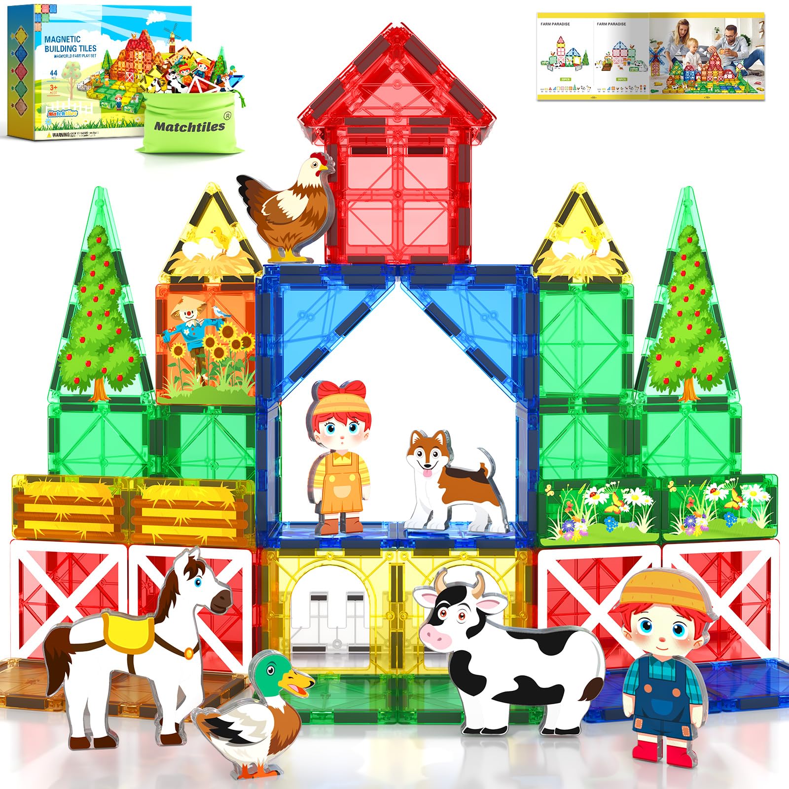 Matchtiles farm animals set with vibrant colors for imaginative farm play.