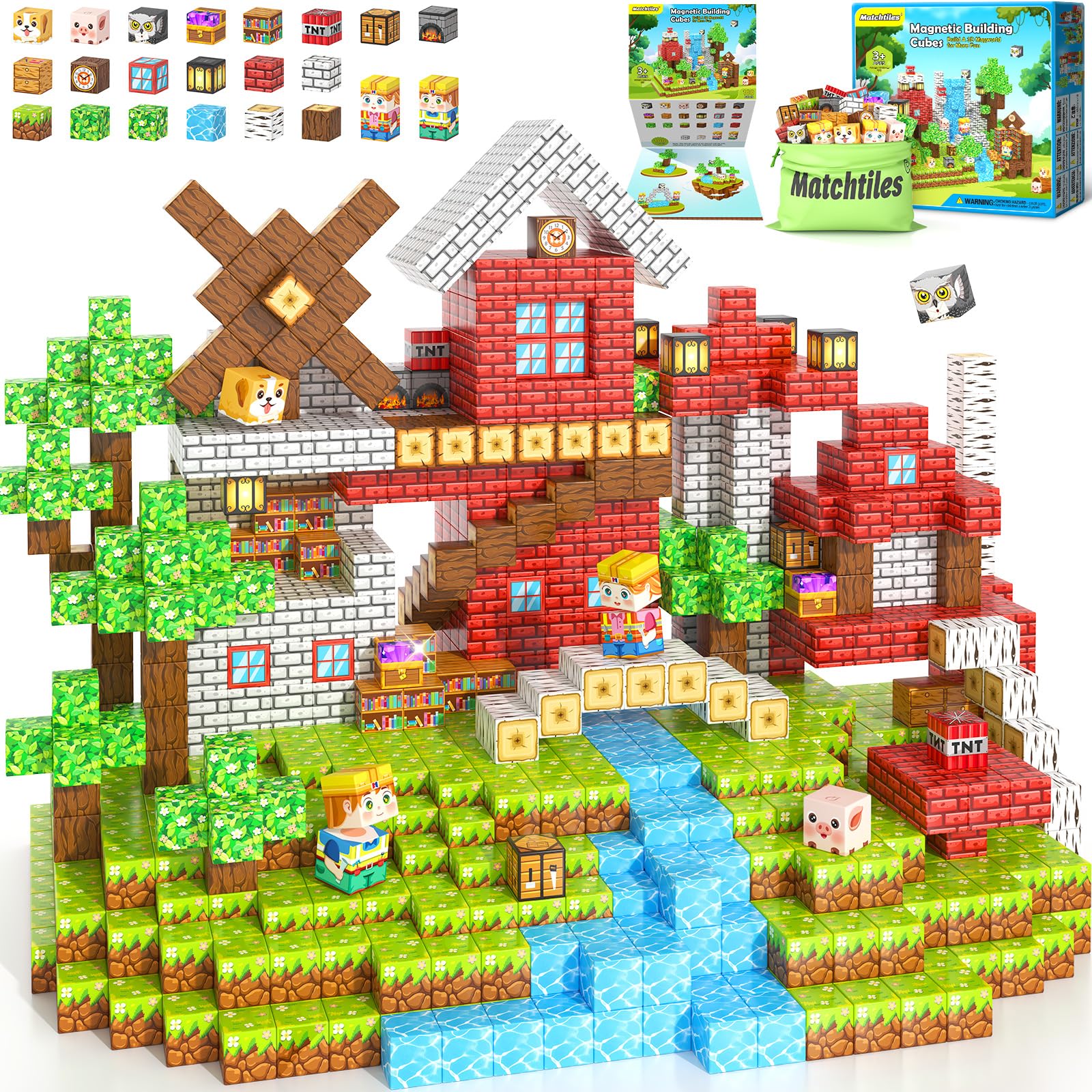 Matchtiles magnetic blocks forest set with vibrant colors fueling creative playtime