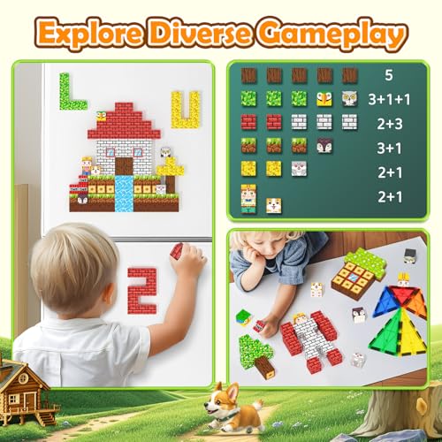 Matchtiles magnetic blocks with realistic patterns spark open-ended building fun