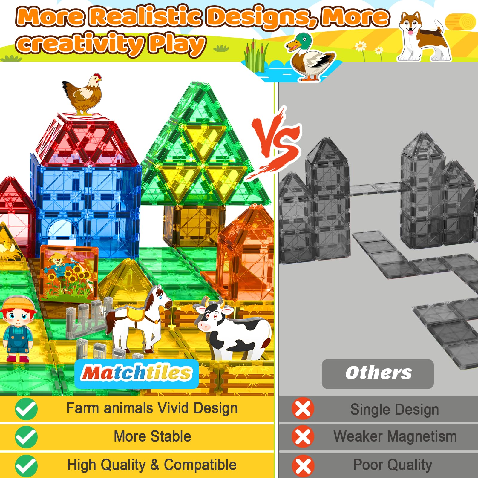 Matchtiles magnetic tiles enable open-ended creative building sessions.