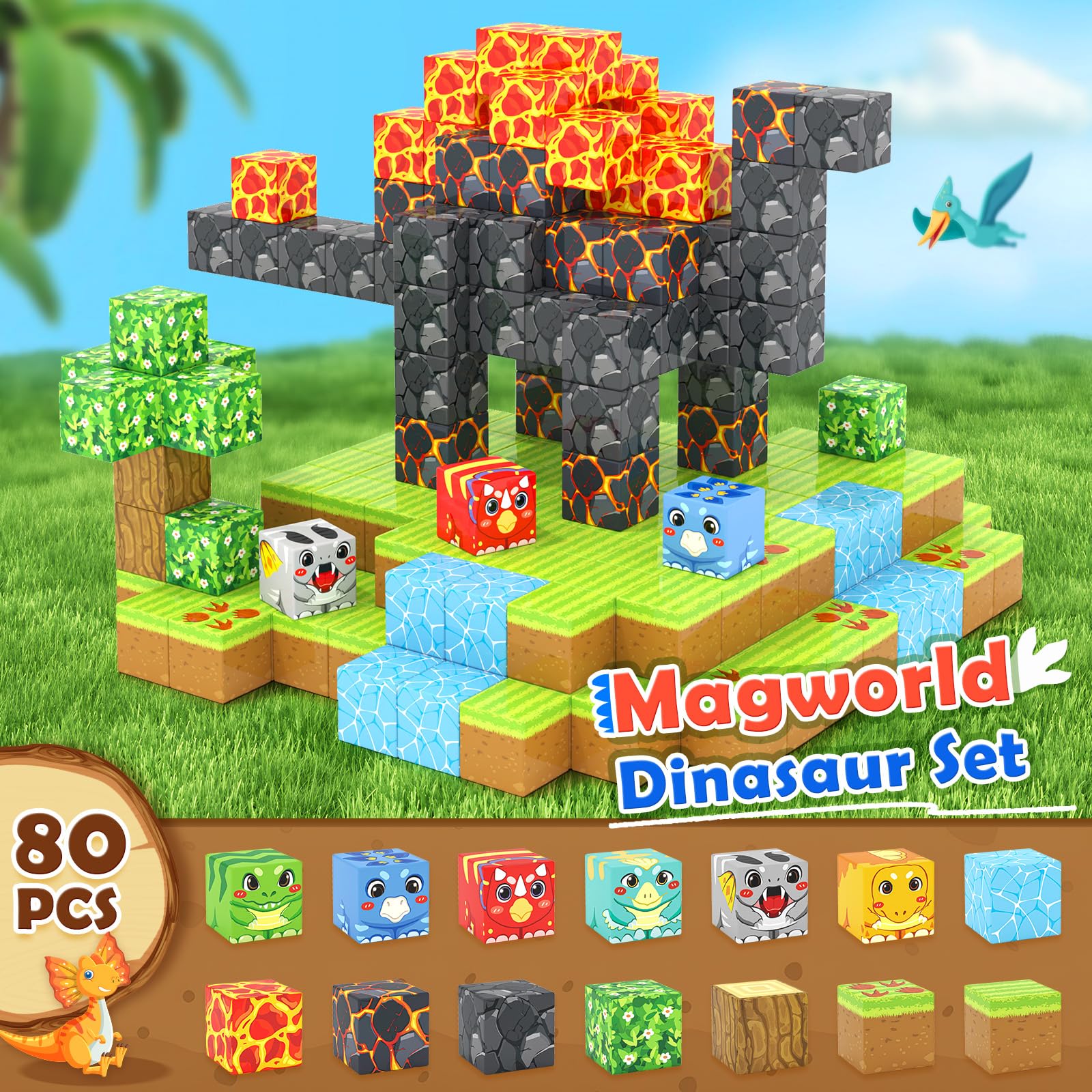 Matchtiles UV-inspired patterns enhance realism and visual appeal during dinosaur play