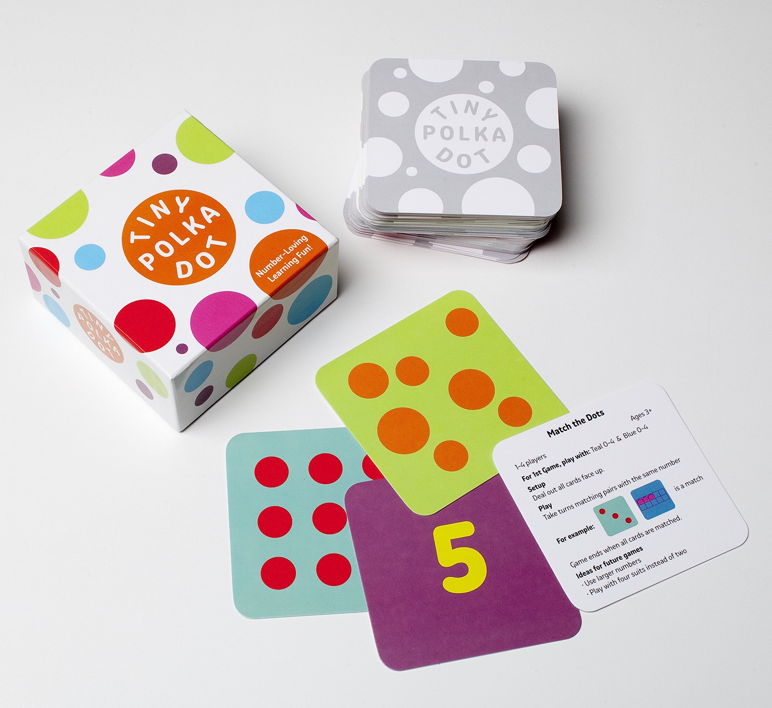 Math for Love Tiny Polka Dot counting cards spread for playful arithmetic practice.