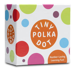 Math for Love Tiny Polka Dot game box open, colorful pieces spark counting curiosity in kids.