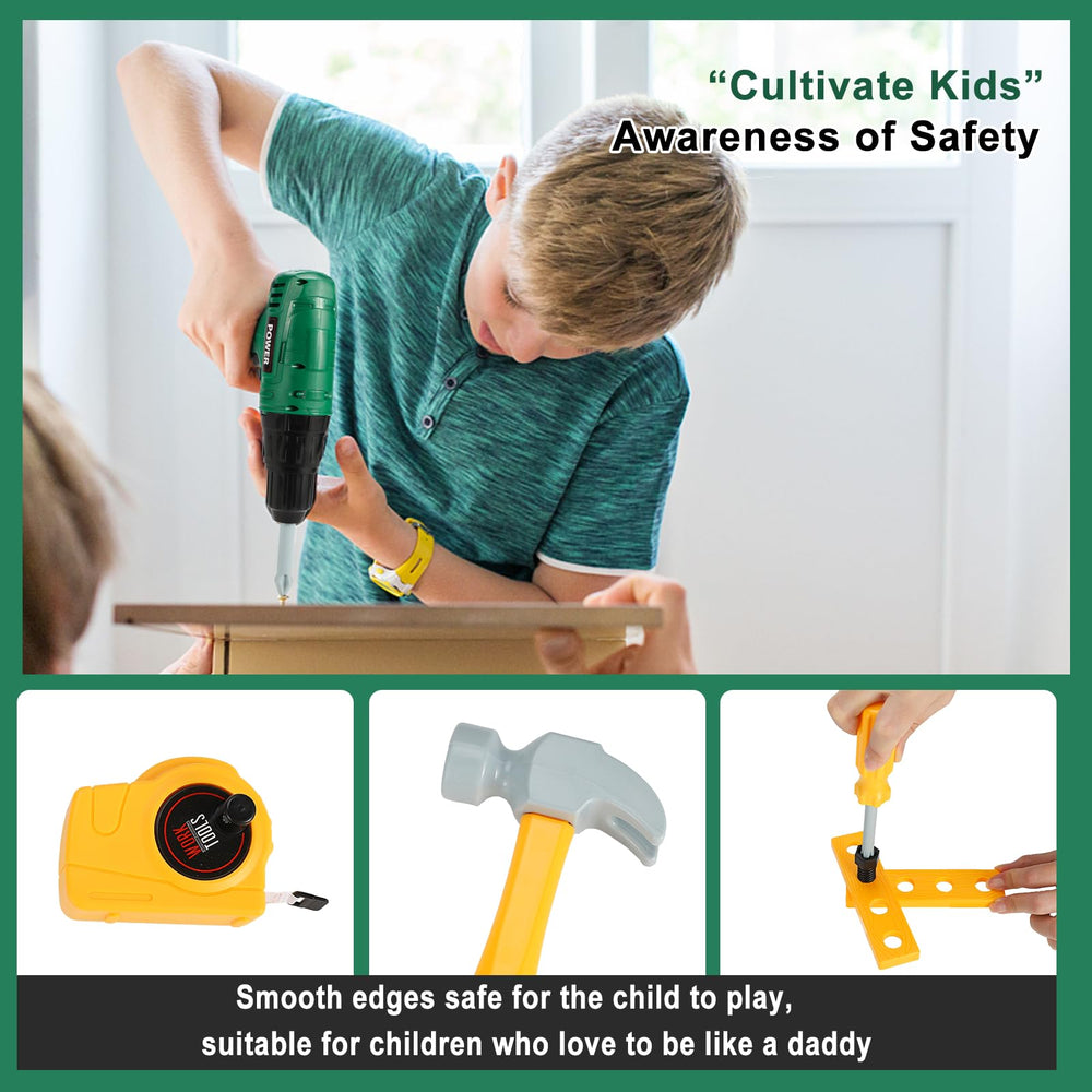 Mathea kids tool set safety goggles promote safe, immersive pretend building.