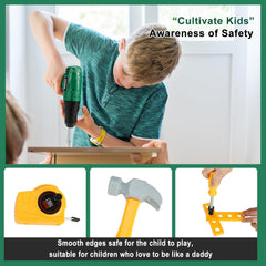 Mathea kids tool set safety goggles promote safe, immersive pretend building.