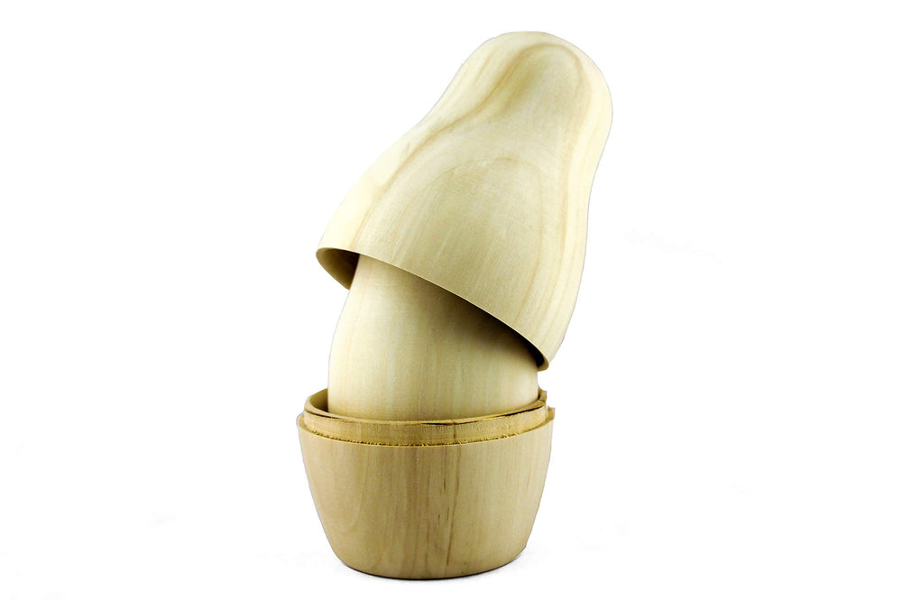 Unpainted set invites personal patterns, stickers, and wood-burning ideas.