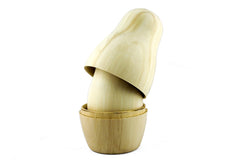 Unpainted set invites personal patterns, stickers, and wood-burning ideas.