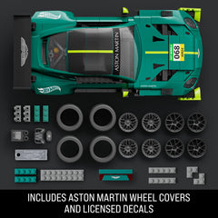 Mattel Aston Martin Vantage GT3 paired with included 1:64 metal Hot Wheels car for collector appeal