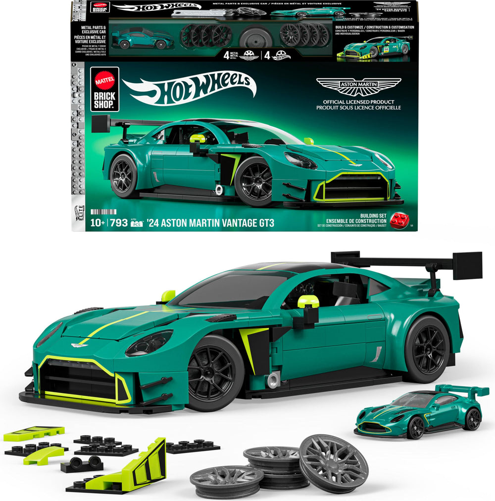 Mattel Aston Martin Vantage GT3 front view showing accurate racing silhouette and display-ready finish