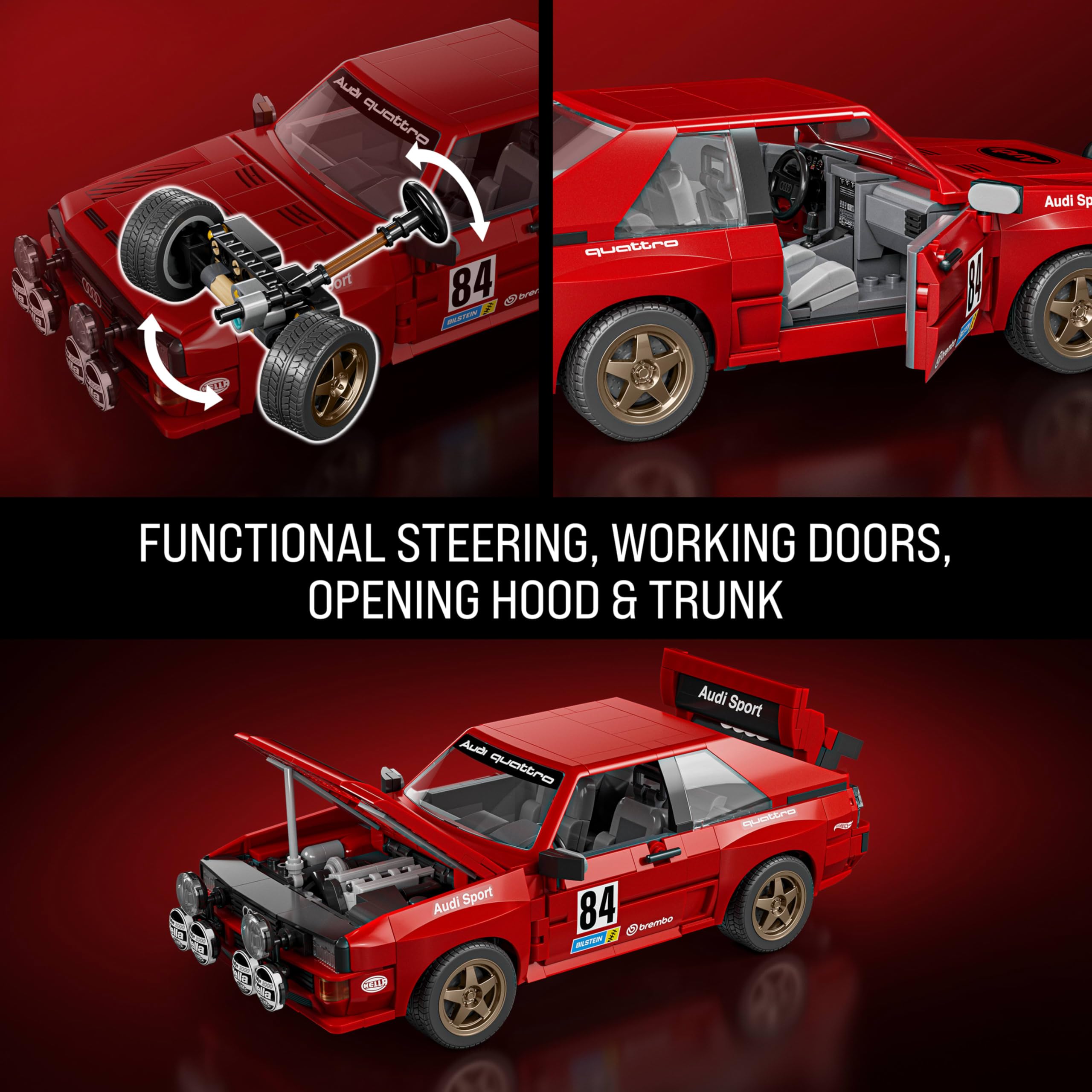 Mattel Audi Sport quattro builder hands assembling pieces showing easy-fit construction