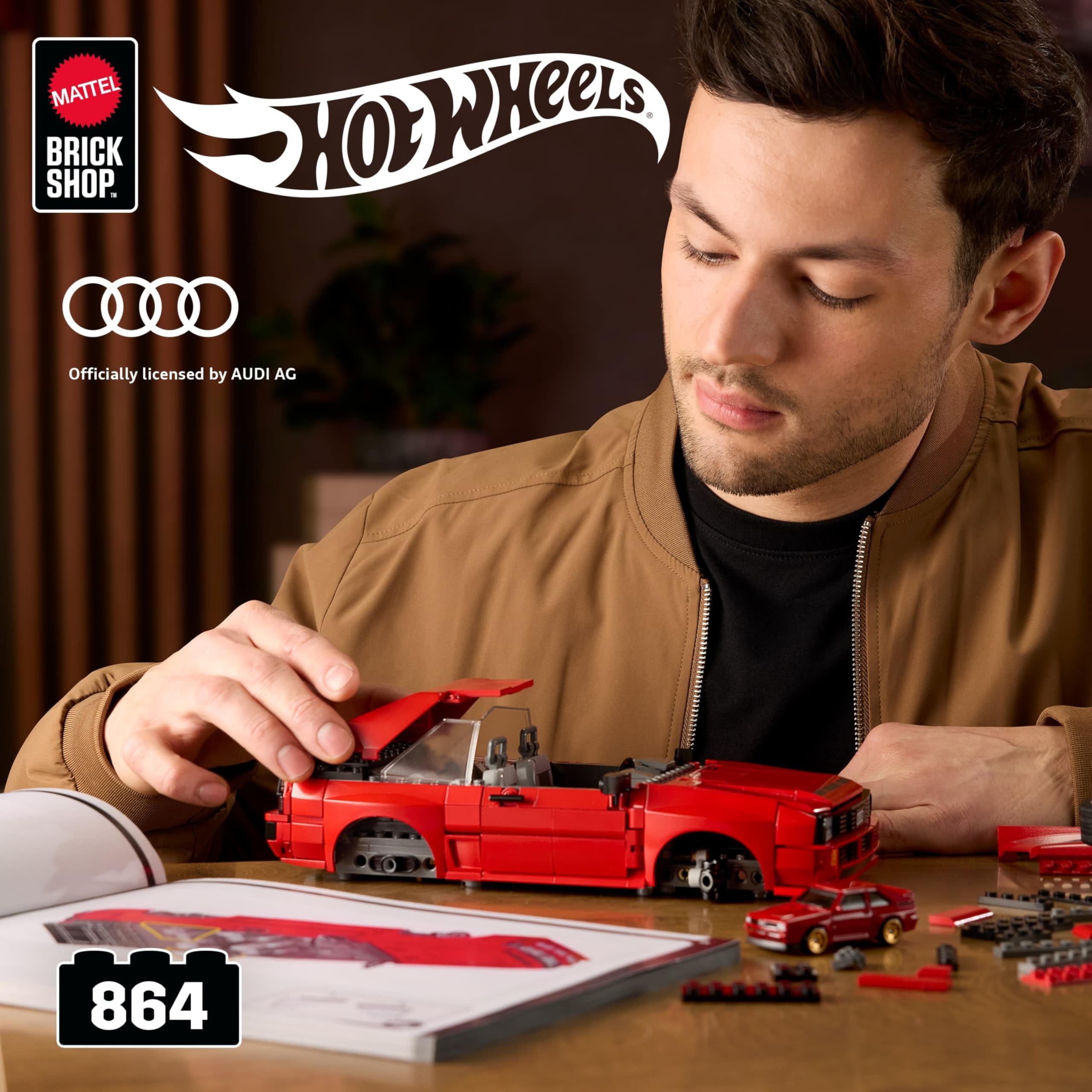 Mattel Audi Sport quattro close-up of hubcap options highlighting customizable metal finish