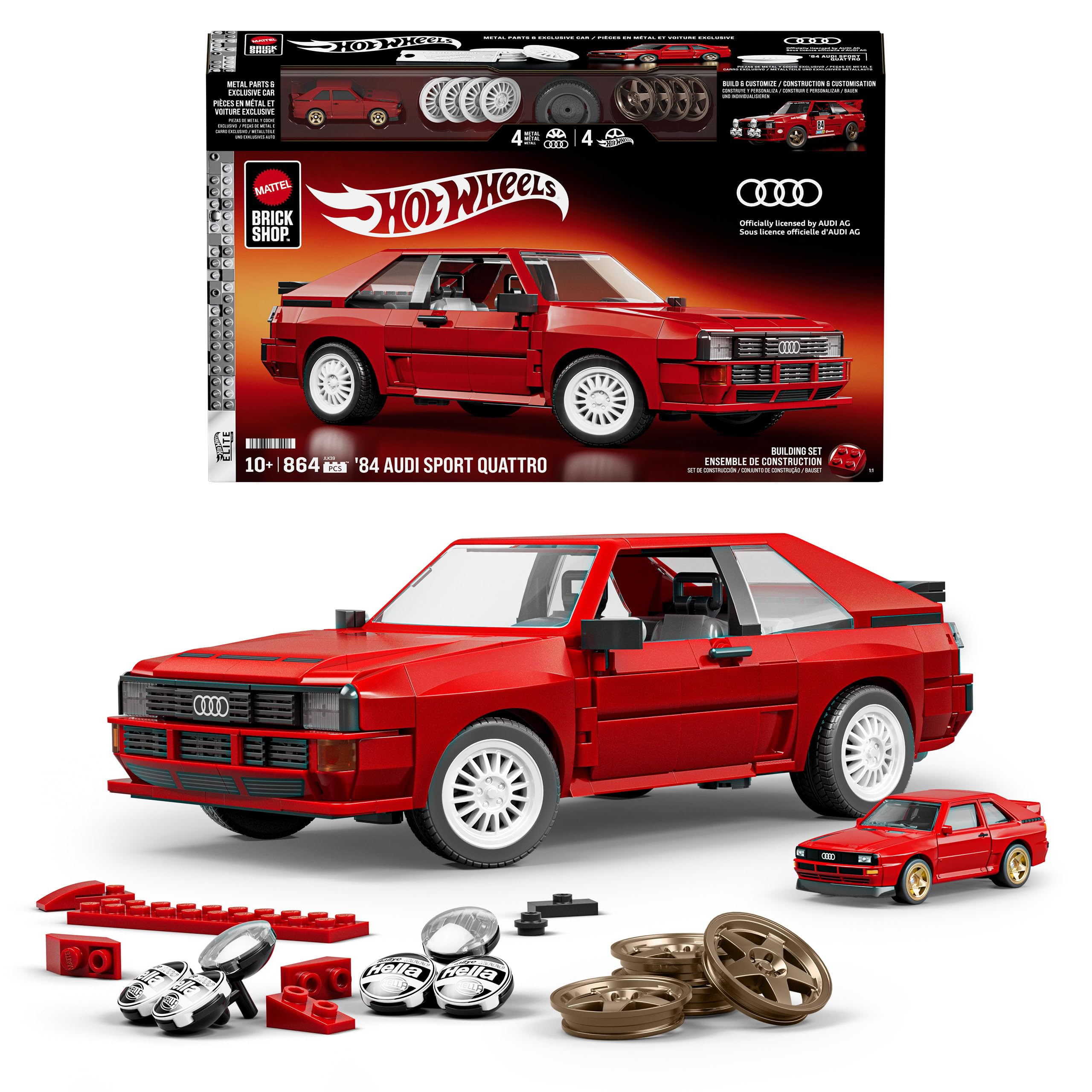 Mattel Audi Sport quattro front view showing detailed rally body and display appeal