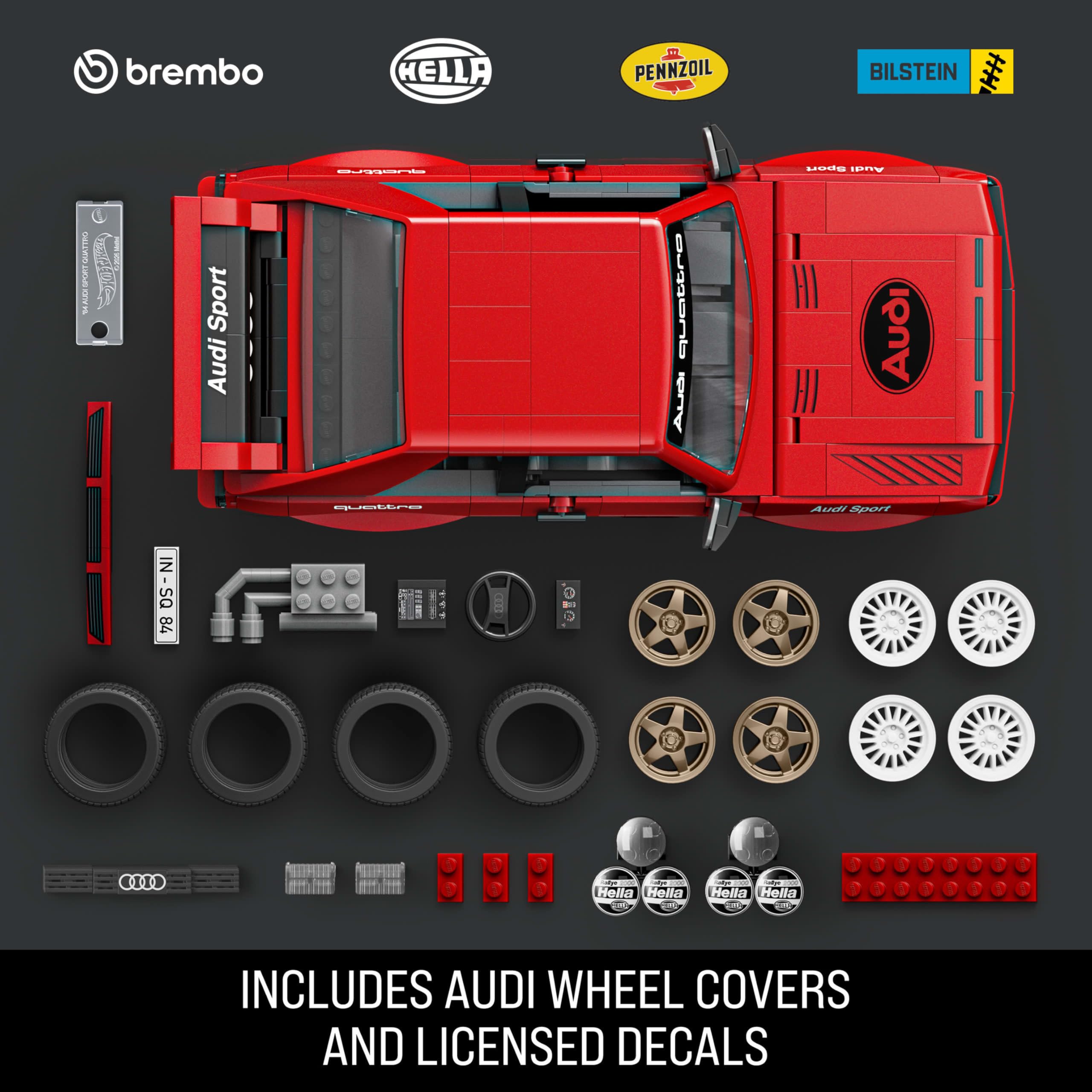 Mattel Audi Sport quattro with included metal car and sign for enhanced shelf display