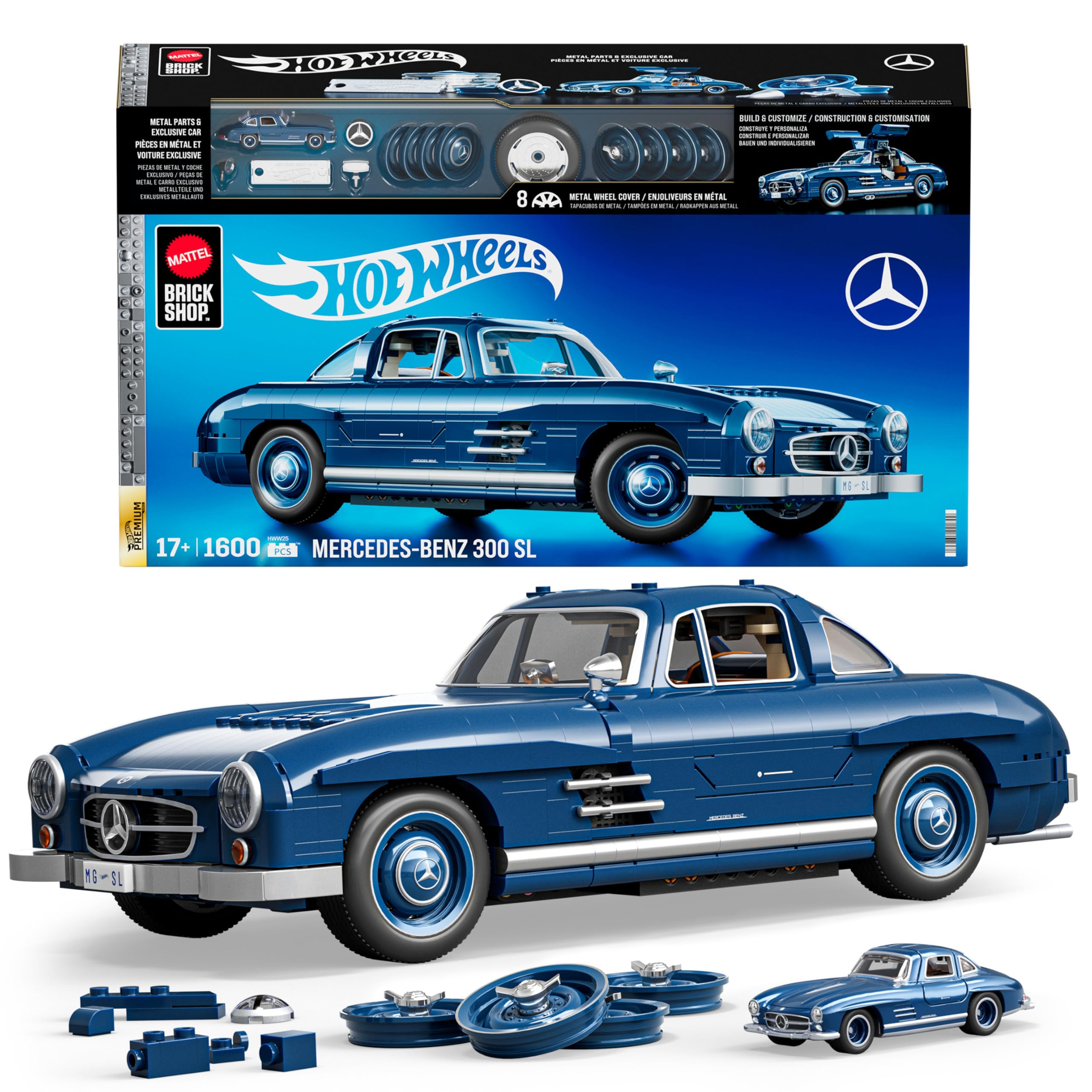 Mattel Brick Shop front packaging showing kit contents and benefits