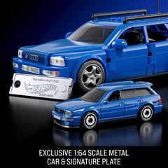 Mattel Brick Shop Audi Avant RS2 exclusive 1:64 metal car and metal signature plate for collectors